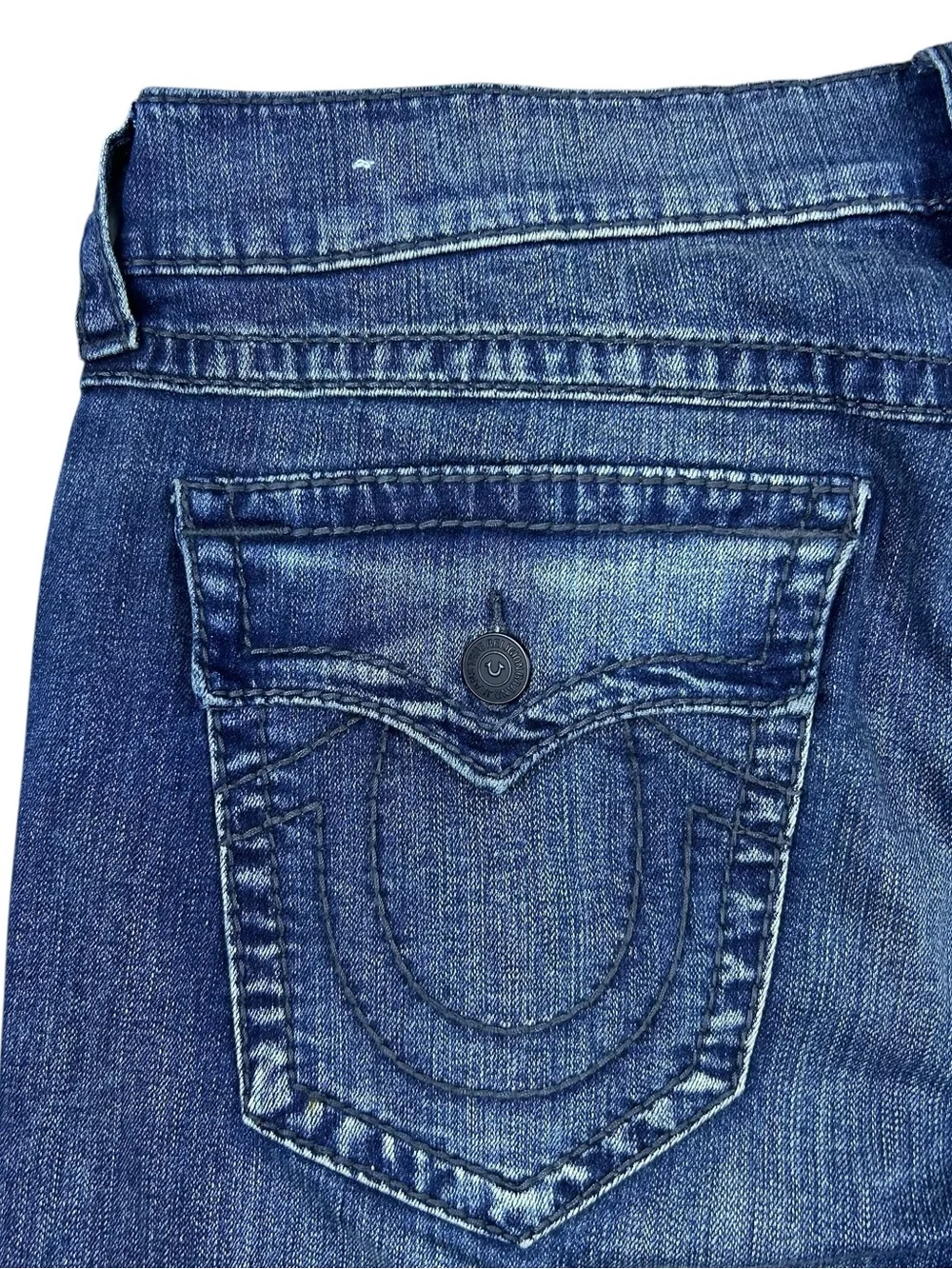 True Religion Ricky Relaxed Straight Super T Jeans Mens 38x32 Flap Pocket Y2K